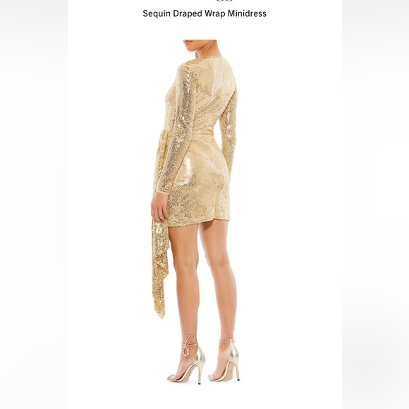 Mac Duggal Sequin Draped Wrap Minidress size 0 - Picture 2 of 8